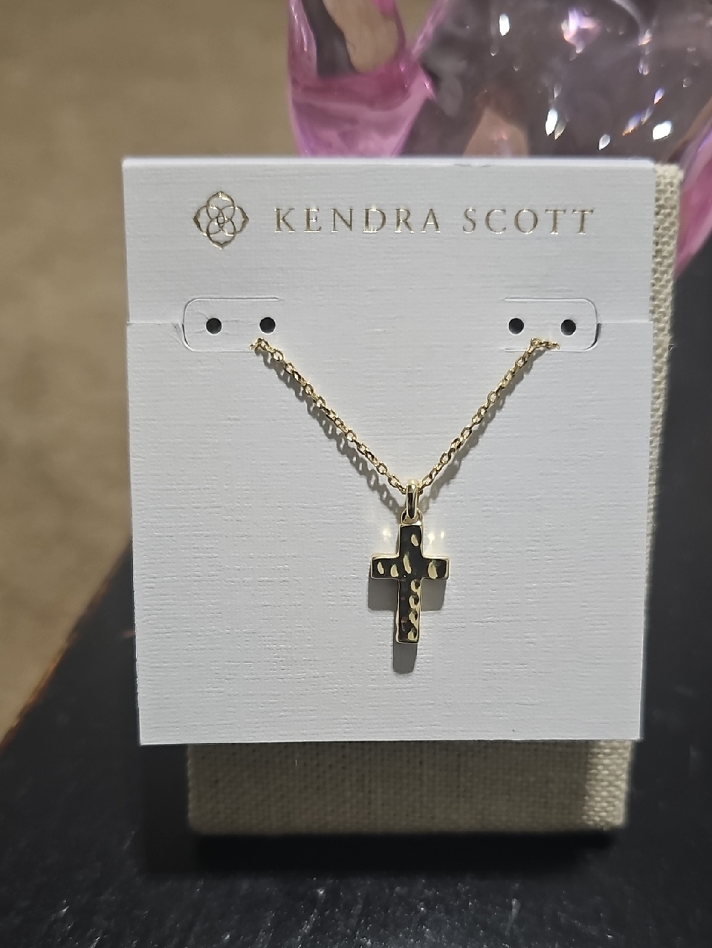 Kendra Scott Cross Pendant Necklace 14k Yellow Gold Over Brass Slider Bead 19" - Picture 4 of 7